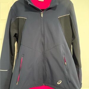 Asics Blue Ski Snow Jacket Reflective Accents